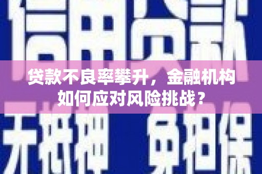 郁南贷款不良率攀升，金融机构如何应对风险挑战？